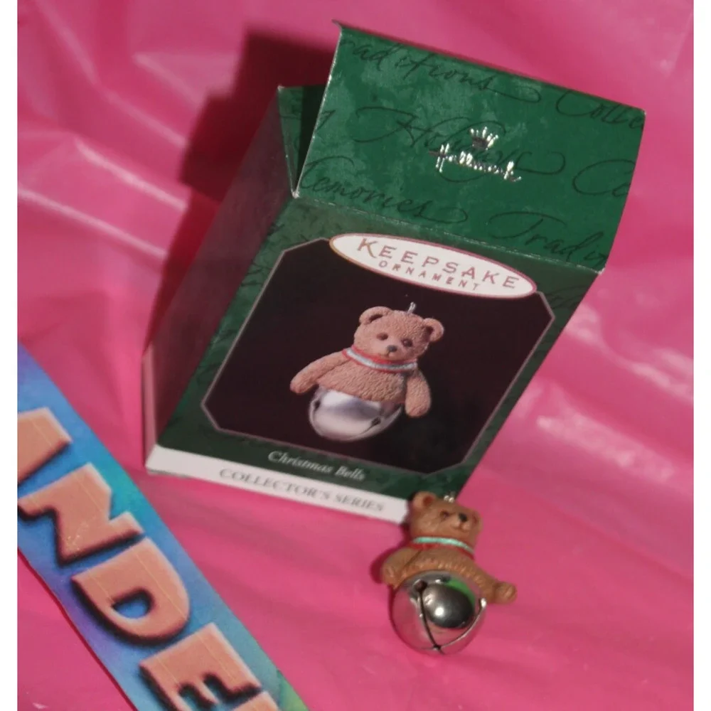 Vintage Hallmark Keepsake Christmas Bear Bell Holiday Ornament 1998 Series 4